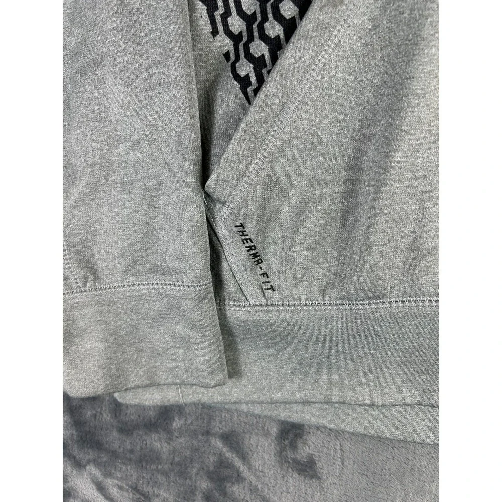 Nike Therma-Fit Pullover Hoodie‎ Gray Black Swoosh Graphic Men's Medium